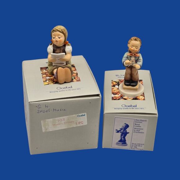 Hummel Figurines TMK-6 Boy Band Leader Hum 129 4/0 Girl Singing Music Sheet #389 - Picture 13 of 13